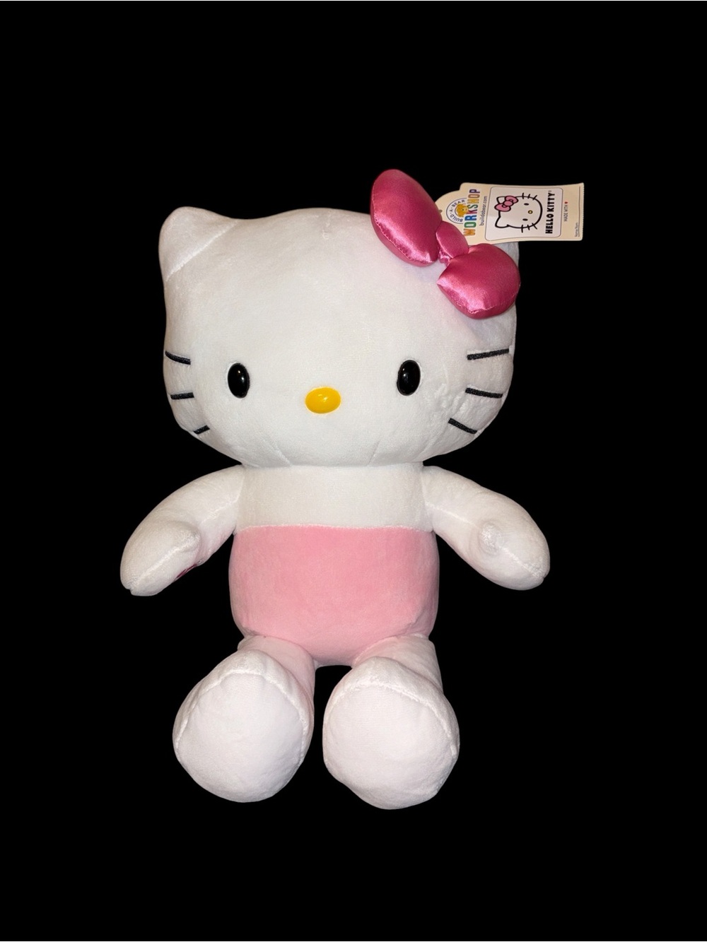 Sanrio Hello Kitty Plush in White and Pink with Satin Bow